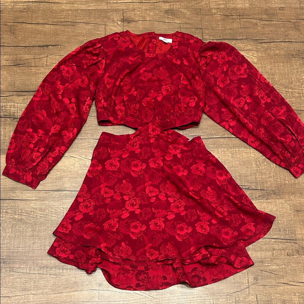 Rahi Red Floral Cutout Dress Size Medium
